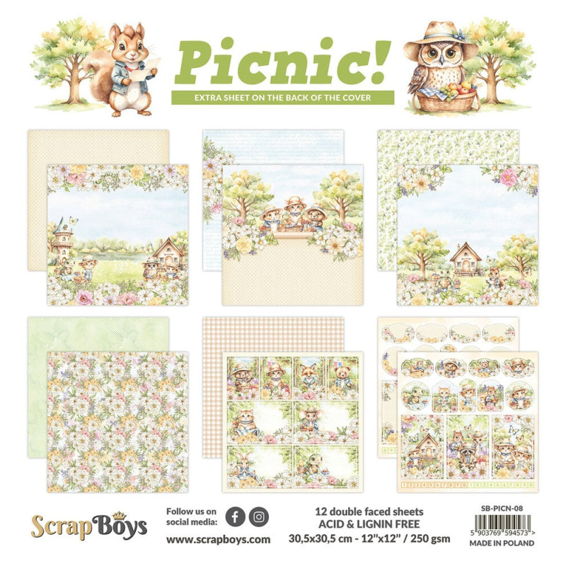 ScrapBoys - Papirblok 30x30 - Picnic!