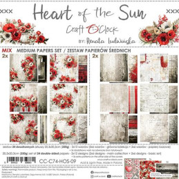 Craft O'Clock - Papirpakke 20x20 - Hearts Of The Sun - Mix