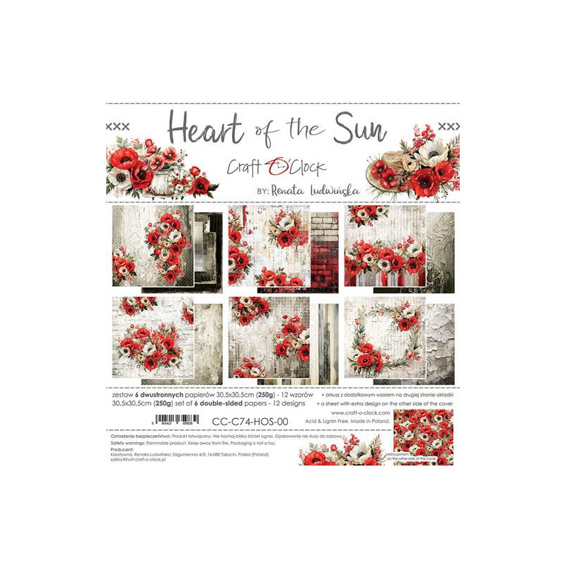Craft O'Clock - Papirpakke 30x30 - Hearts Of The Sun