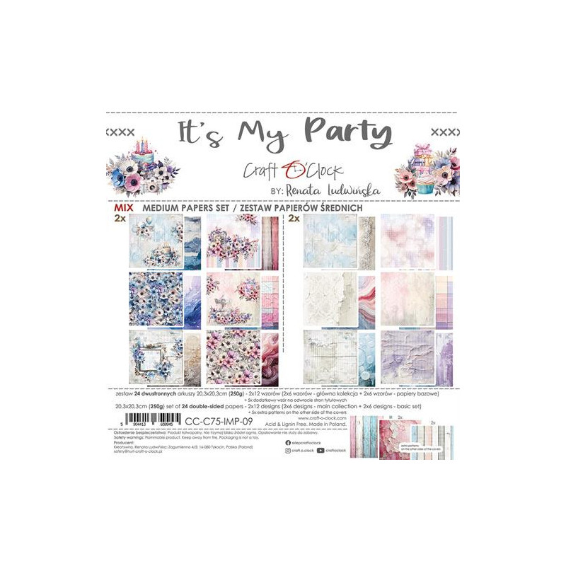 Craft O'Clock - Papirpakke 20x20 - It's My Party - Mix