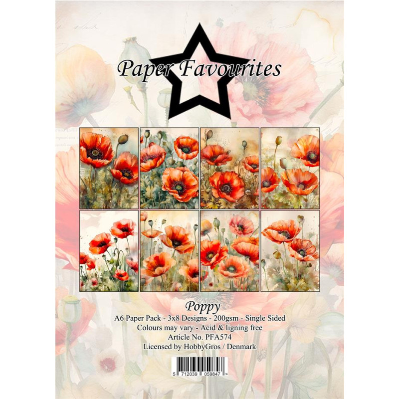 Paper Favourites - Papirpakke A6 - Poppy - PFA574