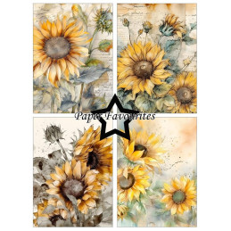Paper Favourites - Papirpakke A6 - Vintage Sunflower - PFA576