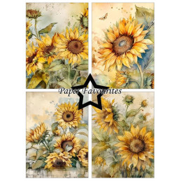 Paper Favourites - Papirpakke A6 - Vintage Sunflower - PFA576