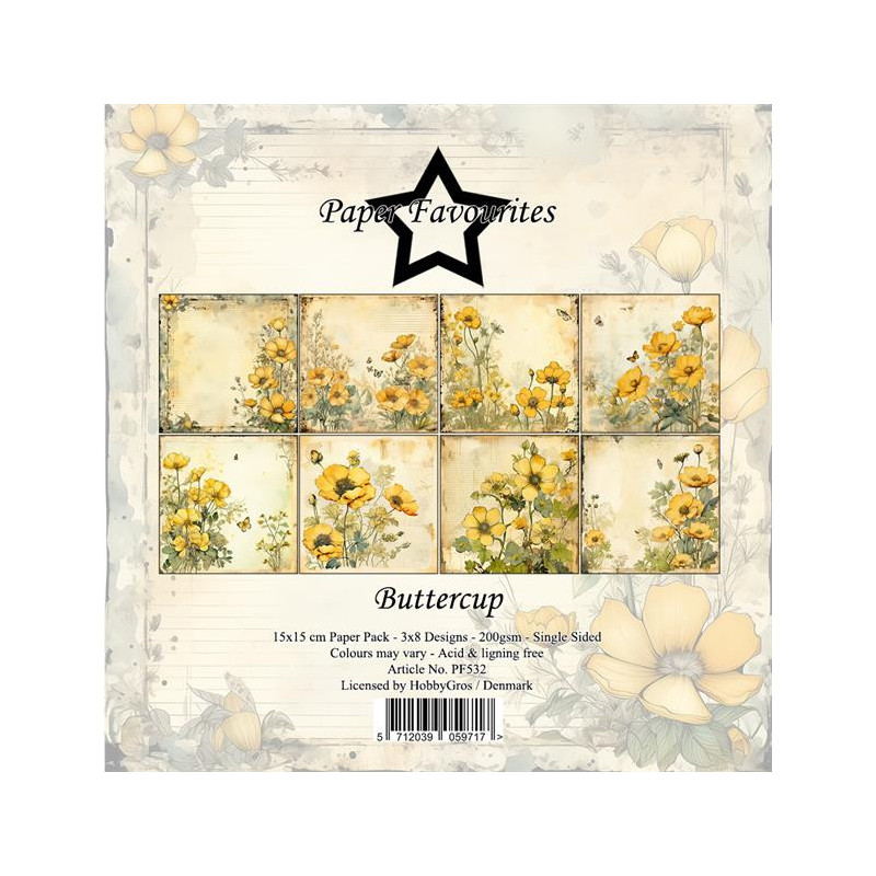 Paper Favourites - Papirpakke 15x15 - Buttercup - PF532