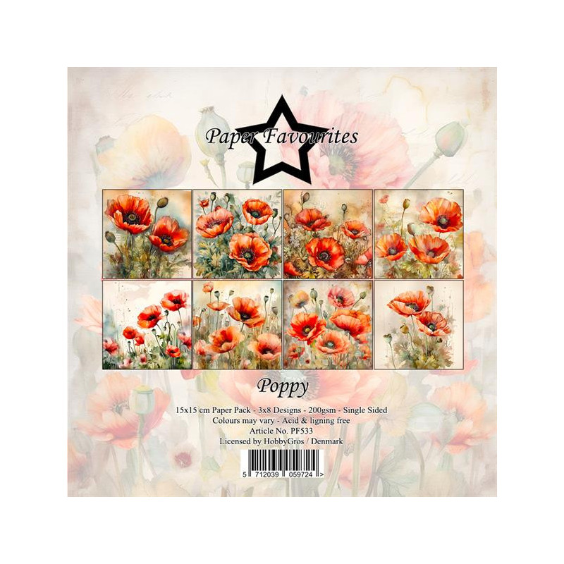 Paper Favourites - Papirpakke 15x15 - Poppy - PF533