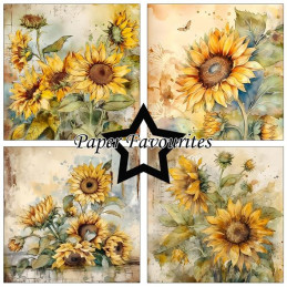 Paper Favourites - Papirpakke 15x15 - Vintage Sunflower - PF535