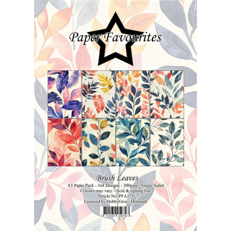 Paper Favourites - Papirpakke A5 - Brush Leaves - PFA173