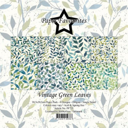 Paper Favourites - Papirpakke 30.5x30.5 - Vintage Green Leaves - PF735