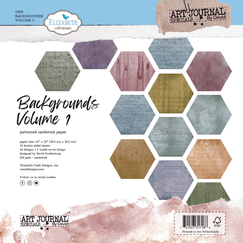 Elizabeth Craft Designs - Papirpakke 30.5x30.5 - Backgrounds Volume 1