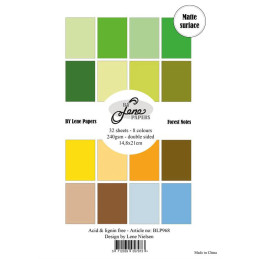By Lene - Papirpakke A5 - Solid Colours - Forest Notes - BLP968