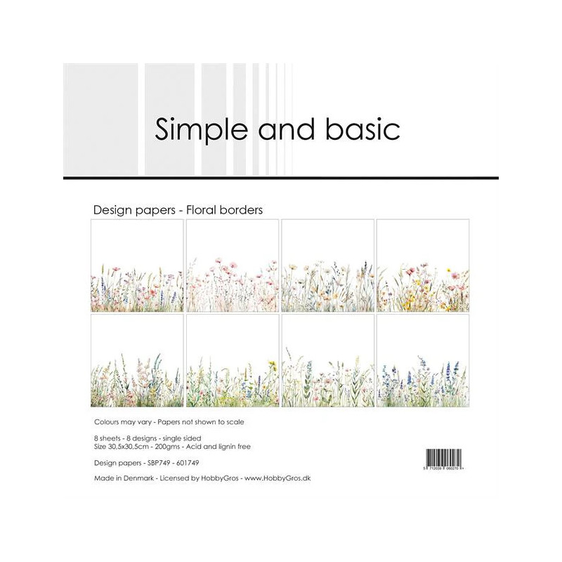 Simple And Basic - Papirpakke 30.5x30.5 - Floral Borders - SBP749