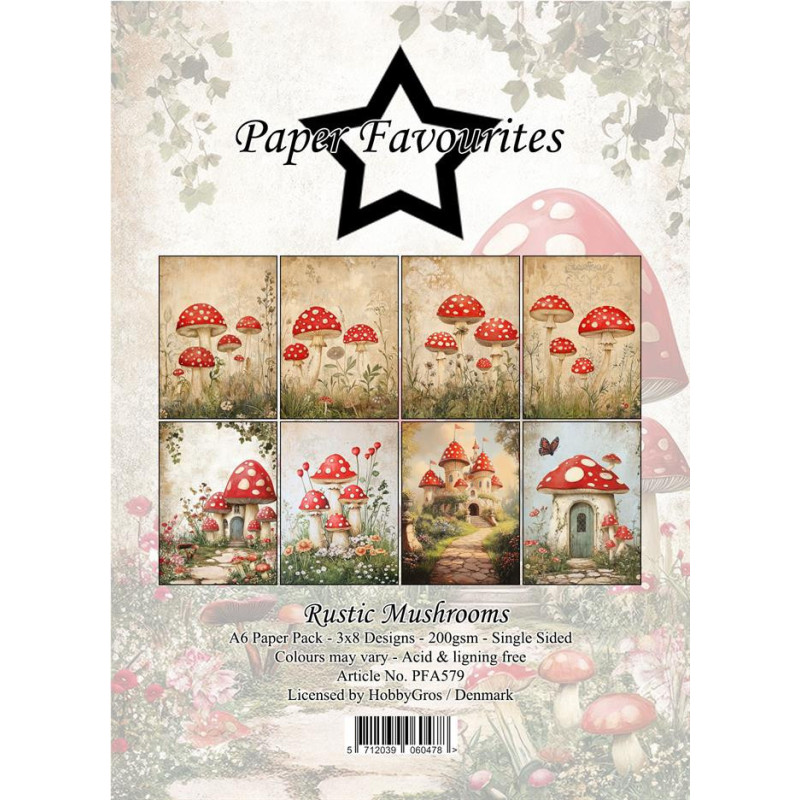 Paper Favourites - Papirpakke A6 - Rustic Mushrooms - PFA579