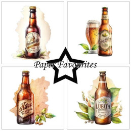 Paper Favourites - Papirpakke 15x15 - Bottle Of Beer - PF536