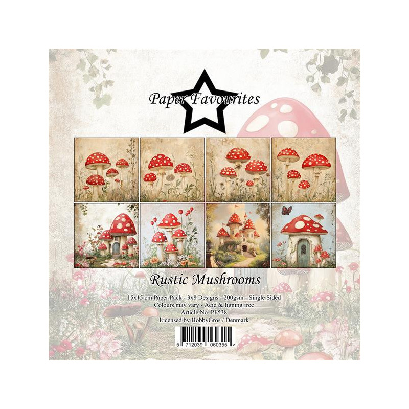 Paper Favourites - Papirpakke 15x15 - Rustic Mushrooms - PF538