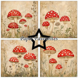 Paper Favourites - Papirpakke 15x15 - Rustic Mushrooms - PF538