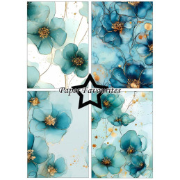 Paper Favourites - Papirpakke A5 - Alcohol Ink Flowers - PFA177