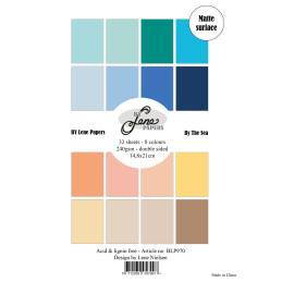 By Lene - Papirpakke A5 - Solid Colours - By The Sea - BLP970