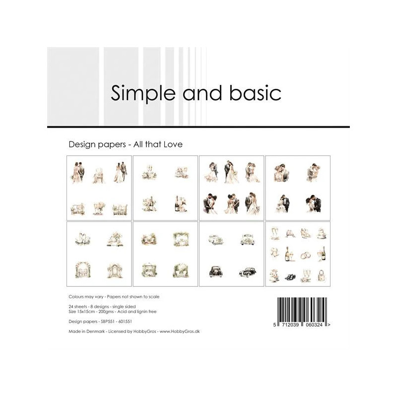 Simple And Basic - Papirpakke 15x15 - All That Love - SBP551