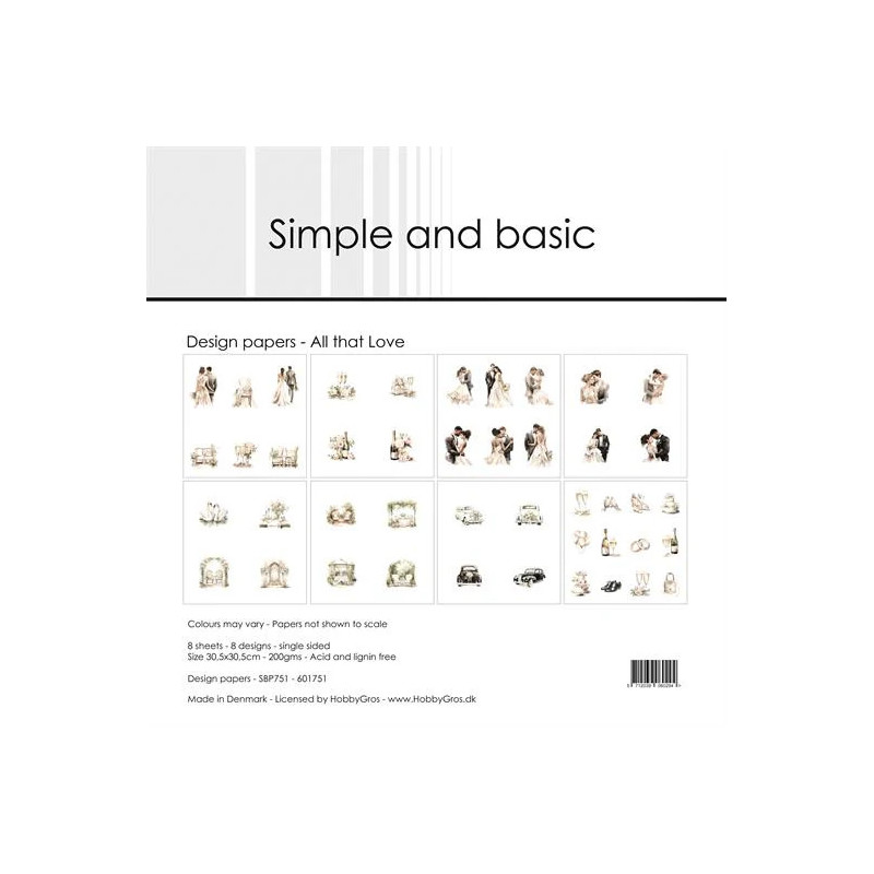 Simple And Basic - Papirpakke 30.5x30.5 - All That Love - SBP751