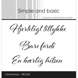 Simple And Basic - Stempel - Hjerteligt Tillykke - SBC206