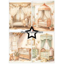 Paper Favourites - Papirpakke A6 - Vintage Baby Room - PFA583
