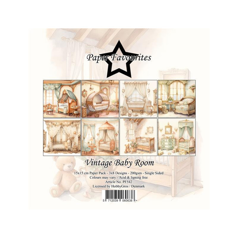 Paper Favourites - Papirpakke 15x15 - Vintage Baby Room - PF542