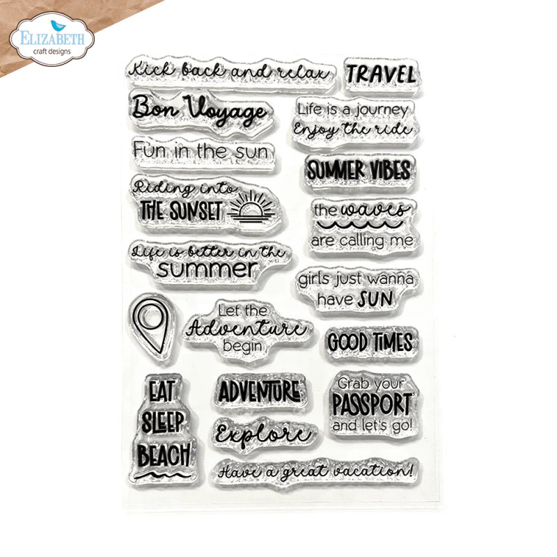 Elizabeth Craft Designs - Stamps - Cute & Whimsical - Summer Travel Sentiments