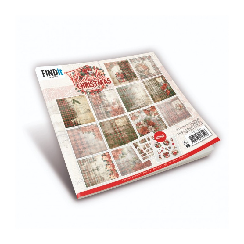 Yvonne Creations - Papirblok - Floral Christmas - YCPP10082