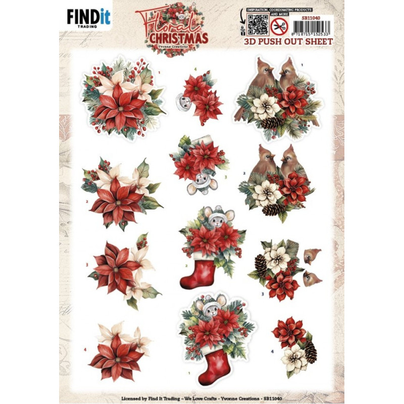Pushout - Yvonne Creations - Floral Christmas - Floral Poinsettia - SB11040