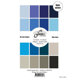 By Lene - Papirpakke A5 - Solid Colours - Blue Notes - BLP972