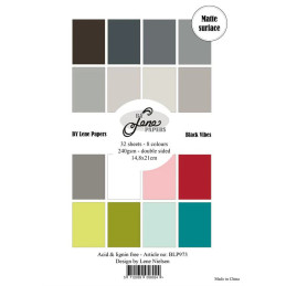By Lene - Papirpakke A5 - Solid Colours - Black Vibes - BLP973