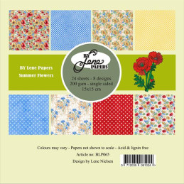 By Lene - Papirpakke 15x15 - Summer Flowers - BLP065