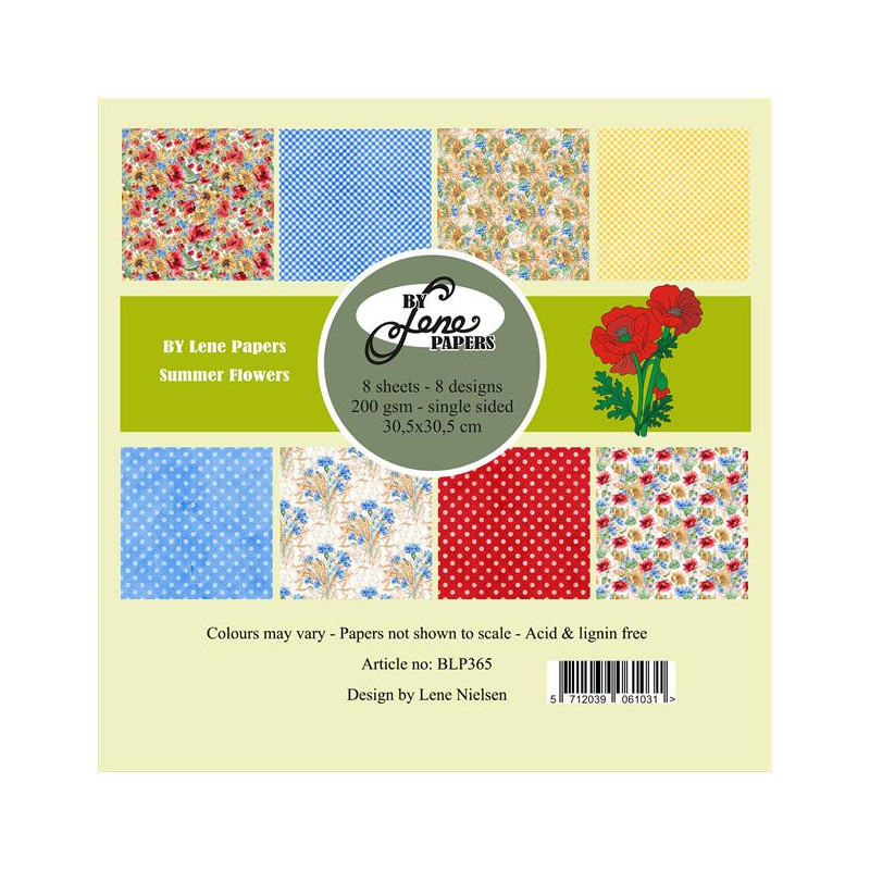 By Lene - Papirpakke 30x30 - Summer Flowers - BLP365