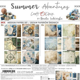 Craft O'Clock - Papirpakke 20x20 - Summer Adventures - Mix
