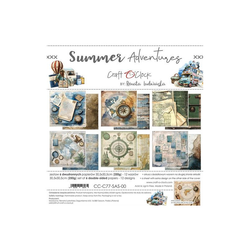 Craft O'Clock - Papirpakke 30x30 - Summer Adventures