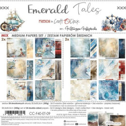 Craft O'Clock - Papirpakke 20x20 - Emerald Tales - Mix