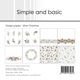 Simple And Basic - Papirpakke 15x15 - Silver Christmas - SBP552