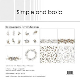 Simple And Basic - Papirpakke 30.5x30.5 - Silver Christmas - SBP752