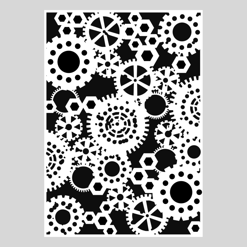 Design5 - Stencil - Tandhjul Og Skruer - D500067S