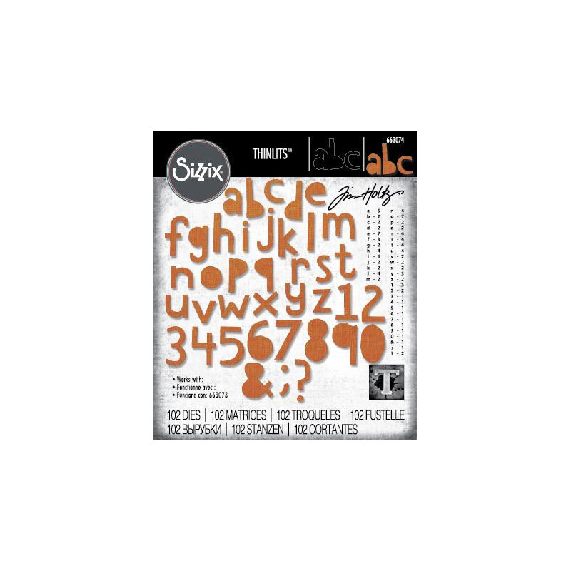 Sizzix - Tim Holtz - Thinlits Die - Vault Alphanumeric Cutout Lower - 663074