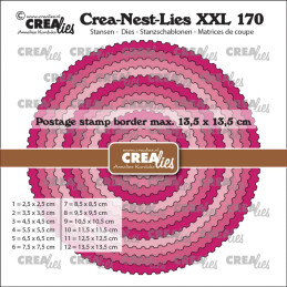 CREAlies - Crea-Nest-Lies XXL No. 170 - Circles With Postage Stamp Border - CLNestXXL170