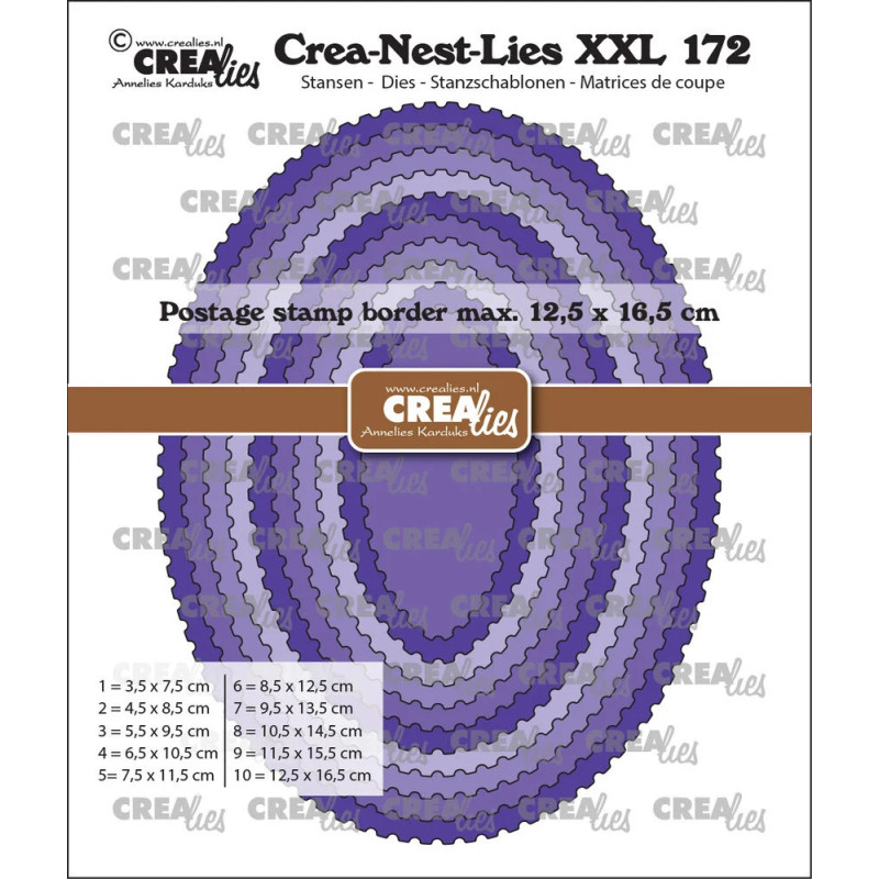 CREAlies - Crea-Nest-Lies XXL No. 172 - Ovals With Postage Stamp Border - CLNestXXL172
