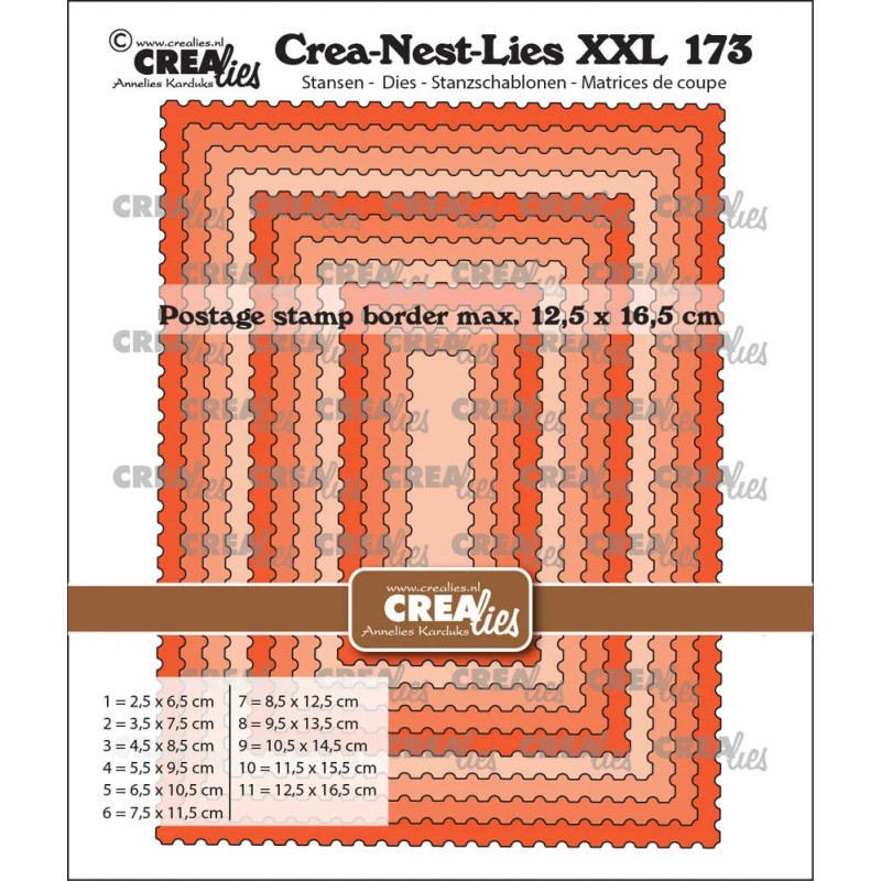 CREAlies - Crea-Nest-Lies XXL No. 173 - Rectangles With Postage Stamp Border - CLNestXXL173