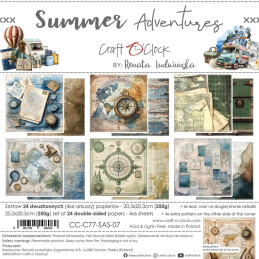 Craft O'Clock - Papirpakke 20x20 - Summer Adventures