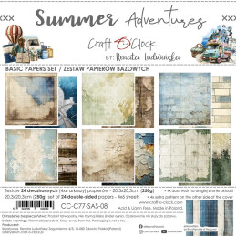 Craft O'Clock - Papirpakke 20x20 - Summer Adventures - Basic