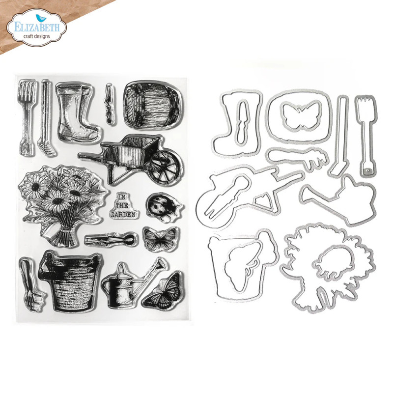 Elizabeth Craft Designs - Stamp And Die Set - Art Journal Specials - Garden Of Love
