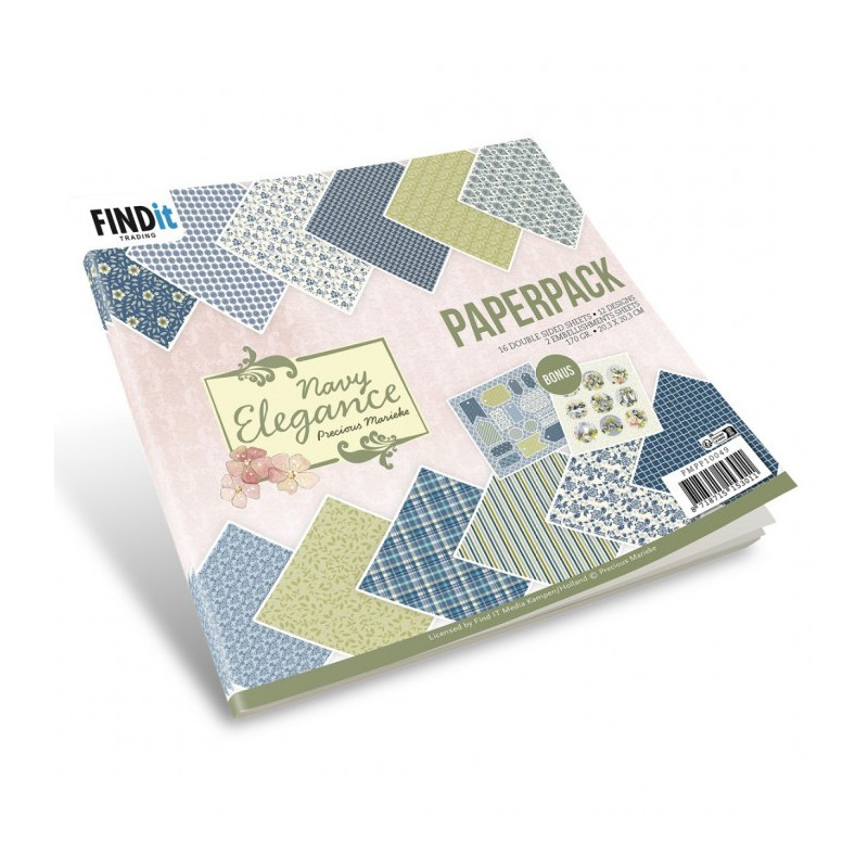 Precious Marieke - Papirblok - Navy Elegance - PMPP10049