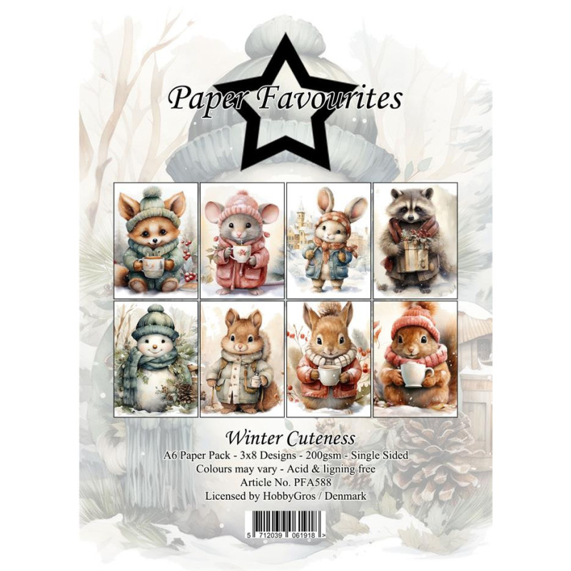 Paper Favourites - Papirpakke A6 - Winter Cuteness - PFA588