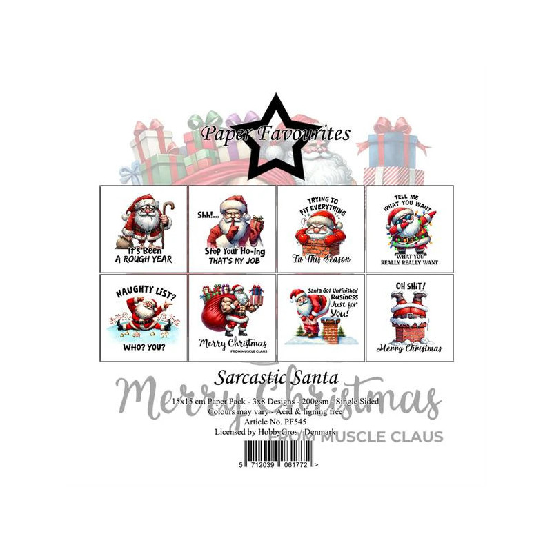 Paper Favourites - Papirpakke 15x15 - Sarcastic Santa - PF545