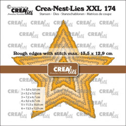CREAlies - Crea-Nest-Lies XXL No. 174 - Rough Stars w/ Stitch Lines - CLNestXXL174